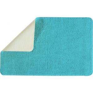 Tapis de bain uni en polyester turquoise 50x80cm