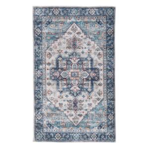 Tapis de bain vintage imprimé à la machine turquoise 70x120…