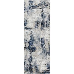 Tapis de Couloir Abstrait Moderne Bleu/Gris/Beige 80x220