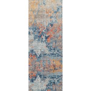 Tapis de Couloir Abstrait Moderne Jaune/Bleu 80x220