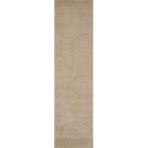 Tapis de couloir beige motif arc en relief - 80x300