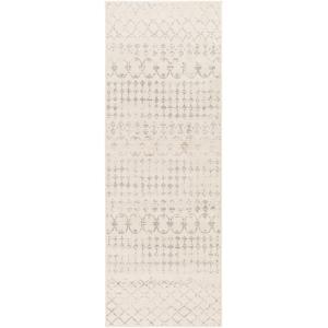 Tapis de Couloir Berbère Ethnique Blanc/Gris 80x220