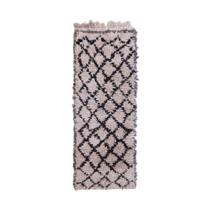 Tapis de couloir berbère marocain pure laine beige 73 x 188