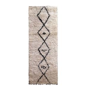 Tapis de couloir berbère marocain pure laine beige 90 x 257