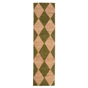 Tapis de couloir en jute marron et vert 80x230cm