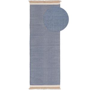 Tapis de couloir en laine bleu 80x250