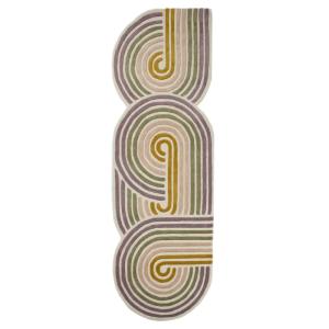 Tapis de couloir en laine verte, rose, jaune et violette 80…
