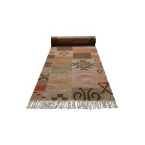 Tapis de couloir ethnique tissé main laine/coton tons de br…