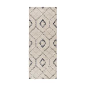 Tapis de couloir géométrique bleu / crème 80x200 cm