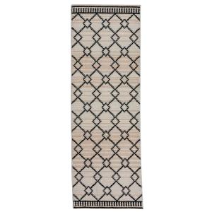 Tapis de couloir moderne beige et noir 80x300cm