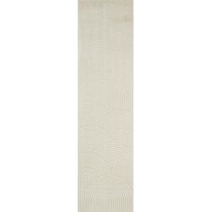 Tapis de couloir motif arc en relief creme - 80x300