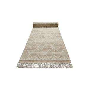 Tapis de couloir tissé main beige et tons pastels avec moti…