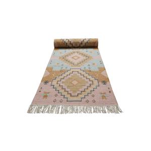 Tapis de couloir tissé main laine et coton multicolore past…