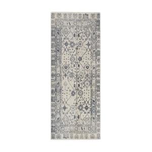 Tapis de couloir vintage bleu / crème 80x200 cm