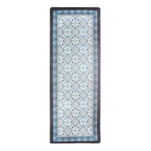 Tapis de cuisine carreaux de ciment bleu gris 45x120