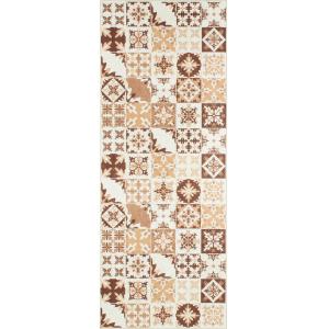 Tapis de cuisine carreaux de ciment orange 70x180