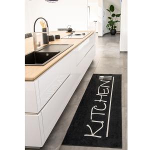 Tapis de cuisine kitchen polyester noir 70 x180 cm