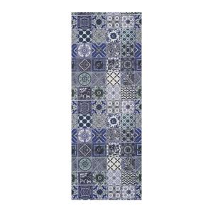 Tapis de cuisine lavable bohème bleu/gris 52x100 cm