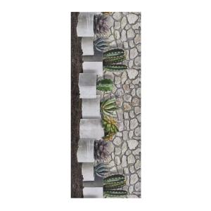 Tapis de cuisine lavable fleurs gris/vert 52x100 cm