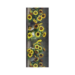Tapis de cuisine lavable fleurs jaune/vert/gris 52x100 cm