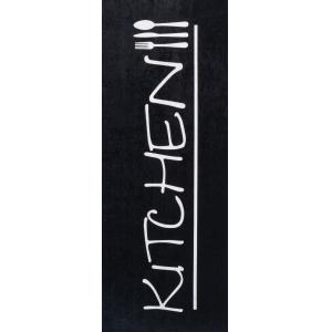 Tapis de cuisine noir motif kitchen 50x80