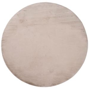 Tapis de Fourrure Rond Velours Beige Taupe 120x120cm