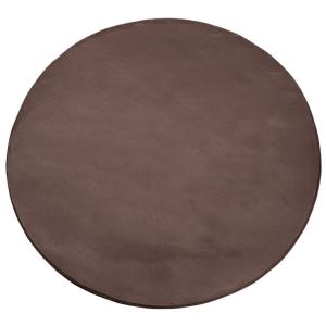 Tapis de Fourrure Rond Velours Marron 120x120cm