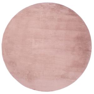 Tapis de Fourrure Rond Velours Rose Poudré 120x120cm