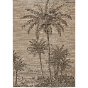 Tapis de jute à motifs tropicals en noir, 135x190 cm