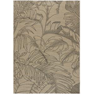 Tapis de jute à motifs tropicals en noir, 60x110 cm