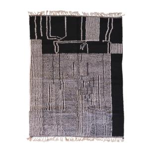 Tapis de laine abstrait marocain noir 220 x 300