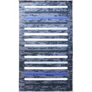 Tapis de salon 120x180 cm Polyester Rayures Noir