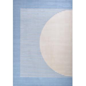 Tapis de salon à poils ras motif arc - Bleu - 80x150 cm