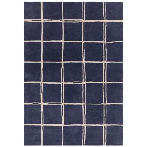 Tapis de salon en laine bleu 80x150 cm