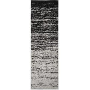Tapis de salon interieur en argente & noir, 76 x 244 cm