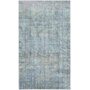 Tapis de salon interieur en bleu & multicolore, 91 x 152 cm
