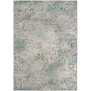 Tapis de salon interieur en gris & bleu clair, 152 x 244 cm