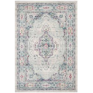 Tapis de salon interieur en gris clair & fuchsia, 122 x 183…
