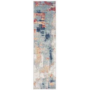 Tapis de salon interieur en gris & rouge, 61 x 244 cm