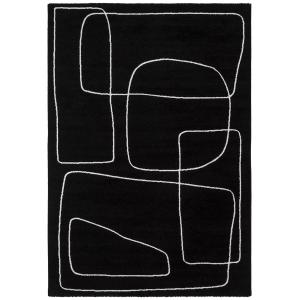 Tapis de salon moderne tissé plat Noir 133x190 cm