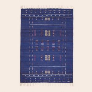 Tapis de sol en laine bleu 120x180 cm