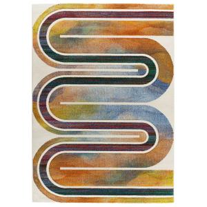 Tapis de style rétro à poils courts en couleurs vives, 140x…
