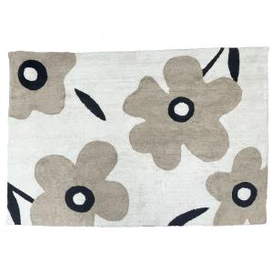 Tapis déco floral coton tufté 170x120cm