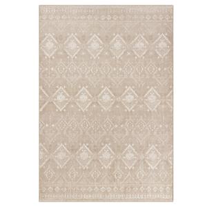 Tapis décoratif de salon 160 x 230 cm style bohème beige ca…