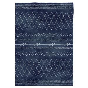 Tapis décoratif en coton en impression digital bleu 140x200…
