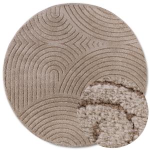 Tapis DEPT Rond à Relief Beige - ELLE Décoration 160x160cm