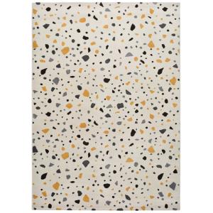 Tapis descente de lit d'inspiration terrazzo blanc 57x110 cm