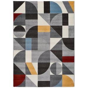 Tapis descente de lit géométrique gris 57x110 cm