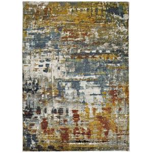 Tapis descente de lit gris/bleu/rouille 60x120 cm