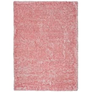Tapis descente de lit uni à poils longs rose 60x120 cm